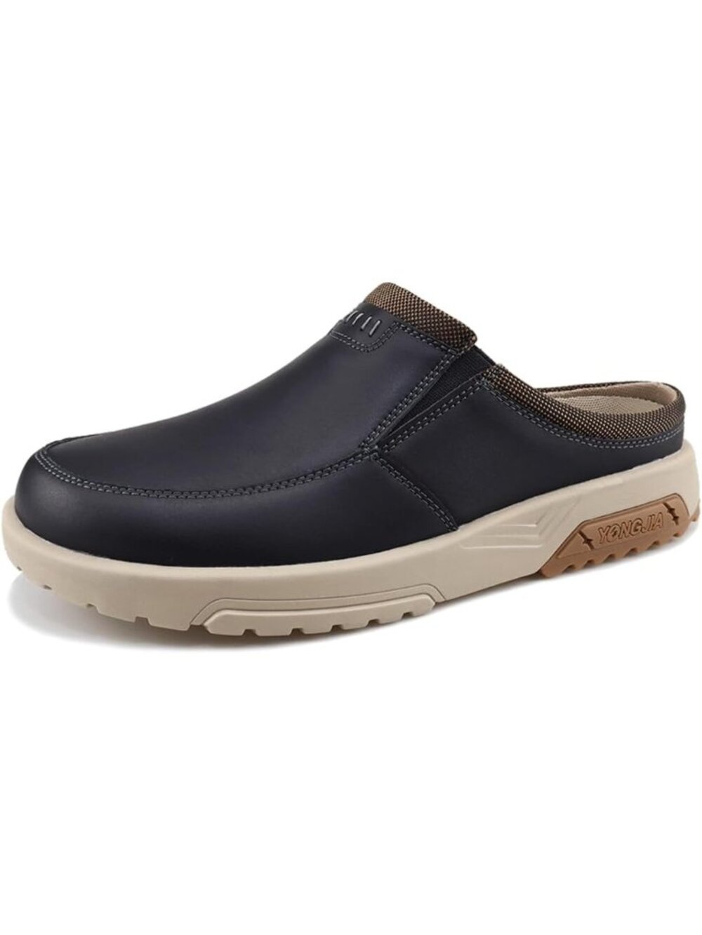 Men's Black Leather Orthopedic Casual Arch Support Lightweight Slip On Slippers
